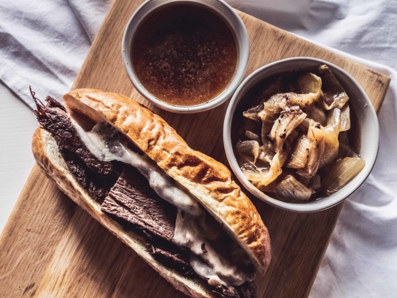french dip with onions and au jus