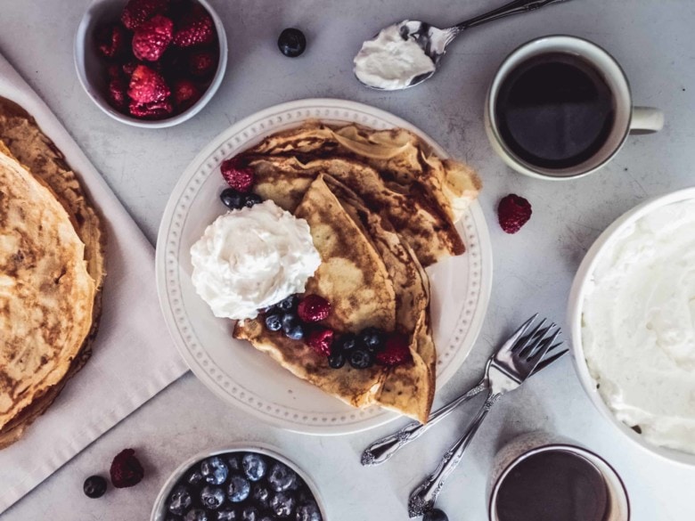 crepes with berries and homemade cream