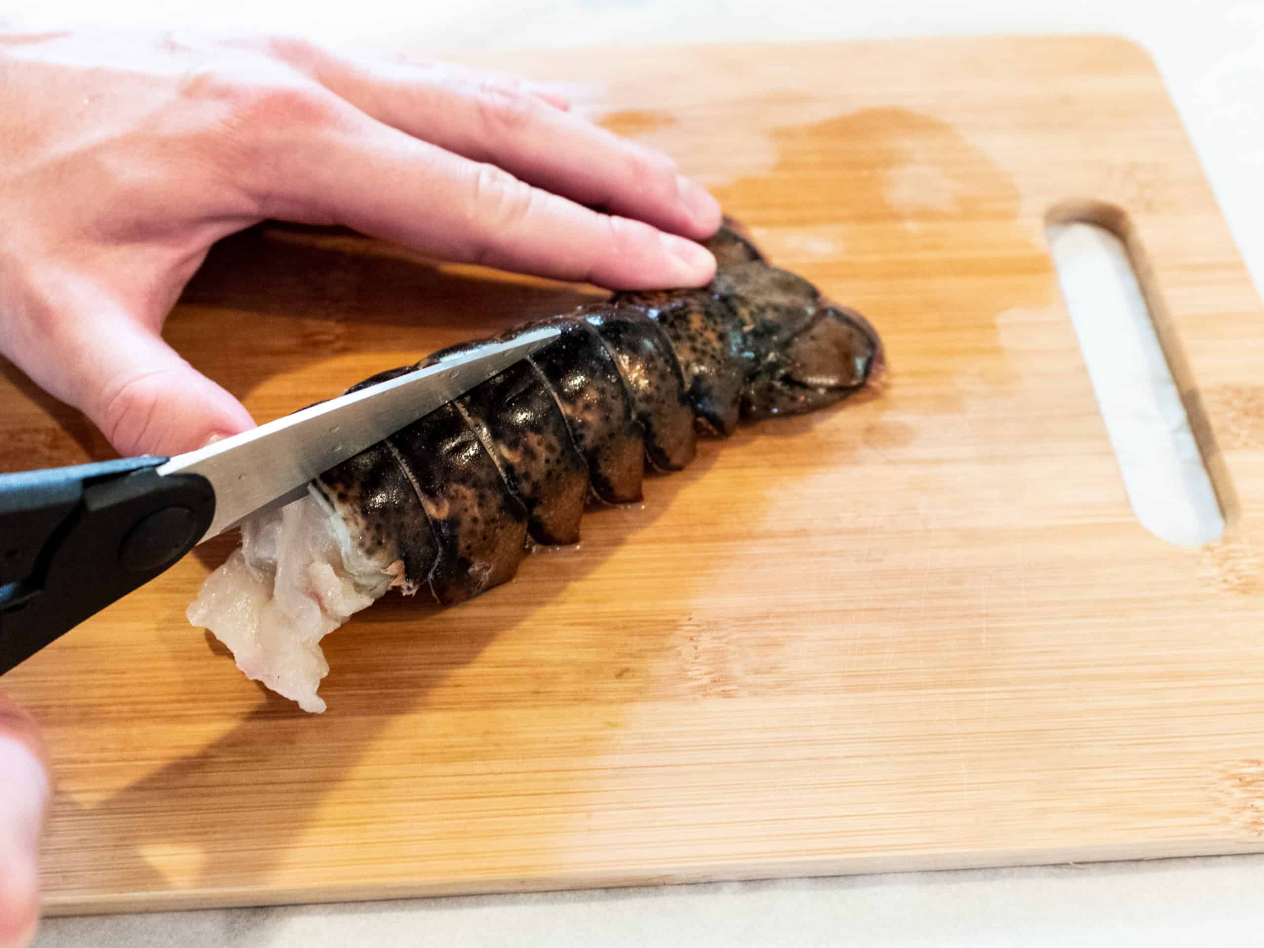 cutting lobster tail