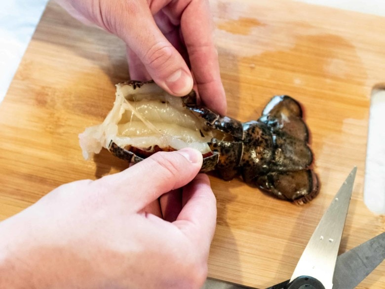 opening lobster tail shell
