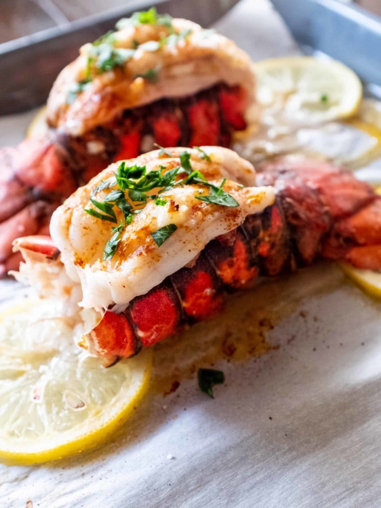 lobster tails with lemon and garlic butter
