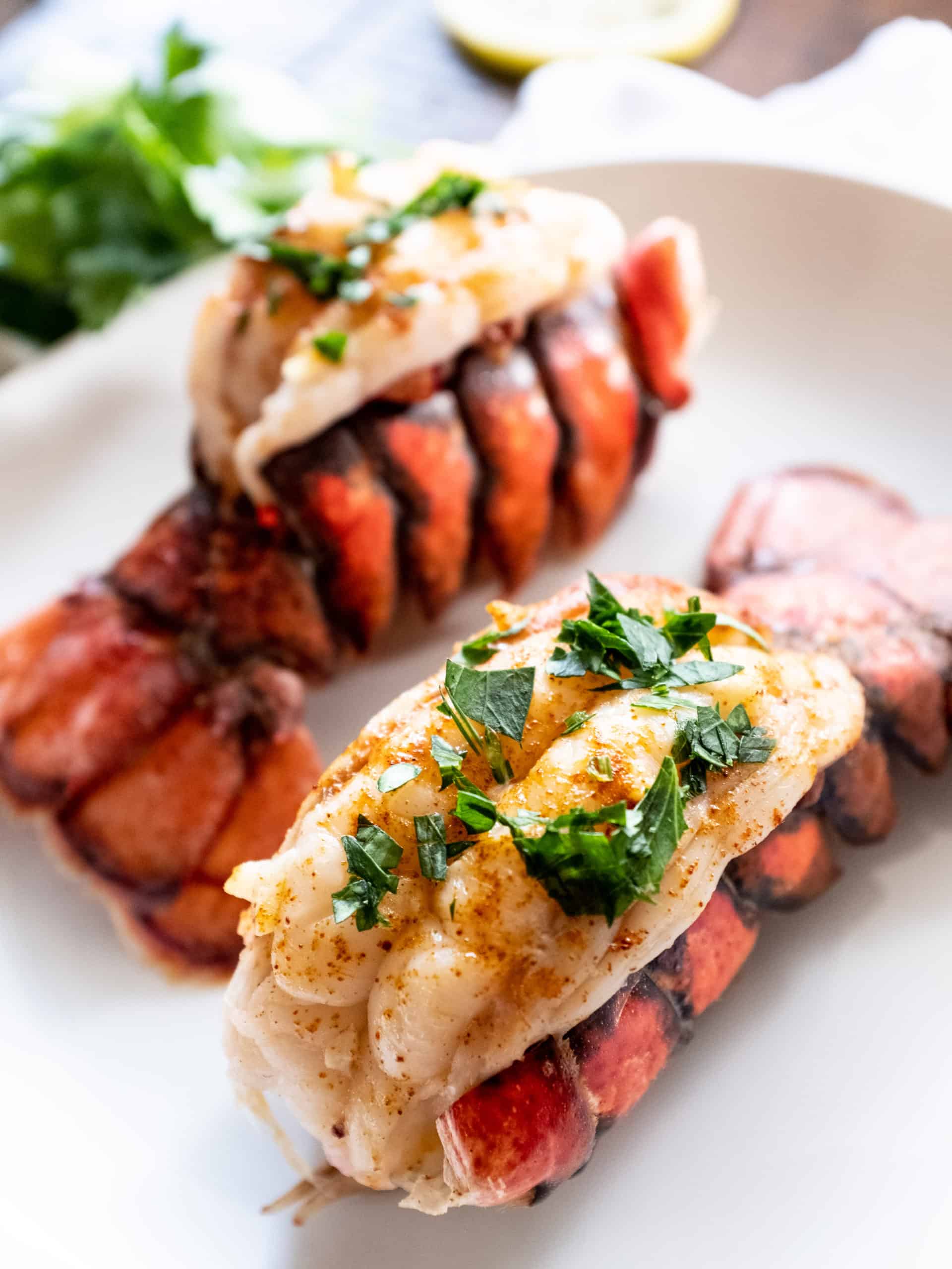 lobster tails with parsley and garlic butter