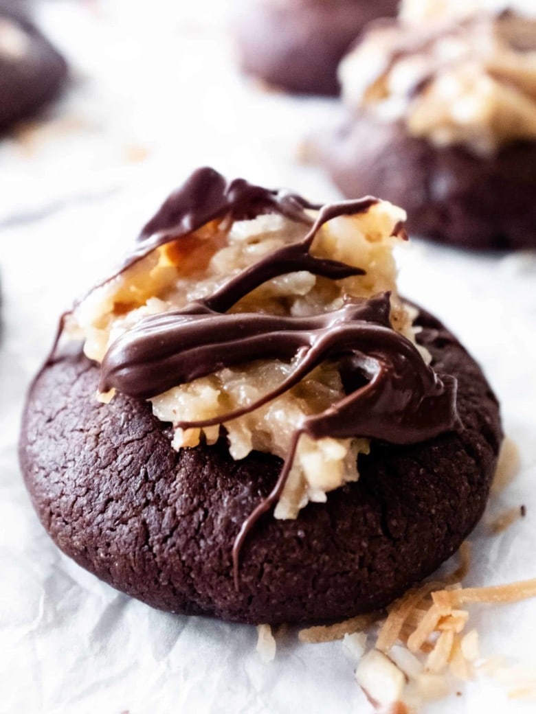 close up of german chocolate cookie