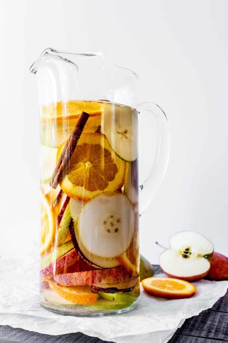 full pitcher of white sangria