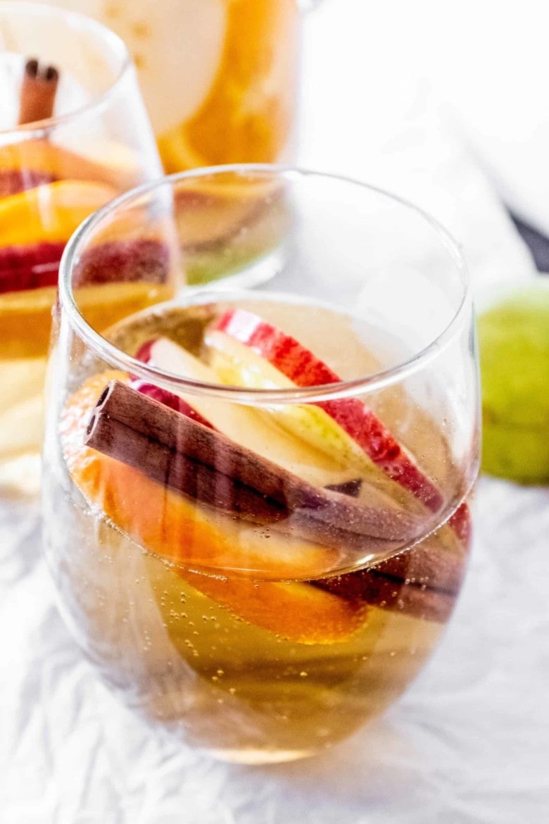 glass with fruit and sangria