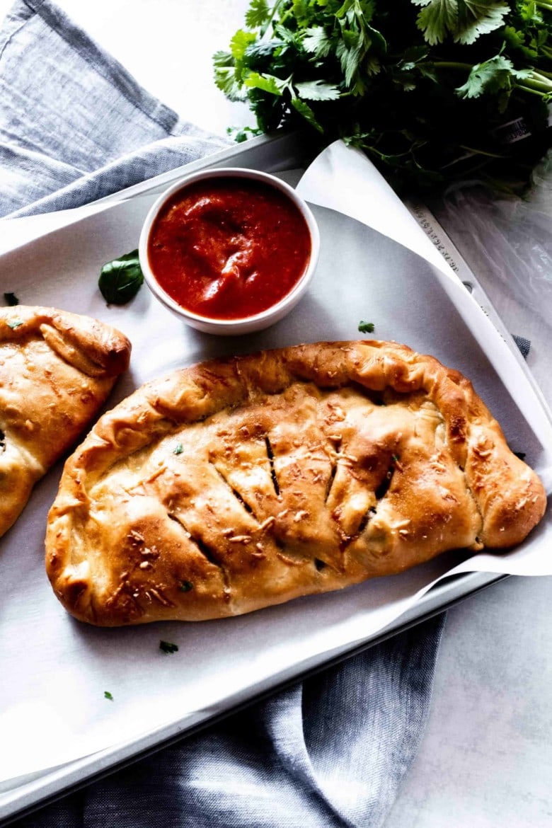 calzone with marinara sauce