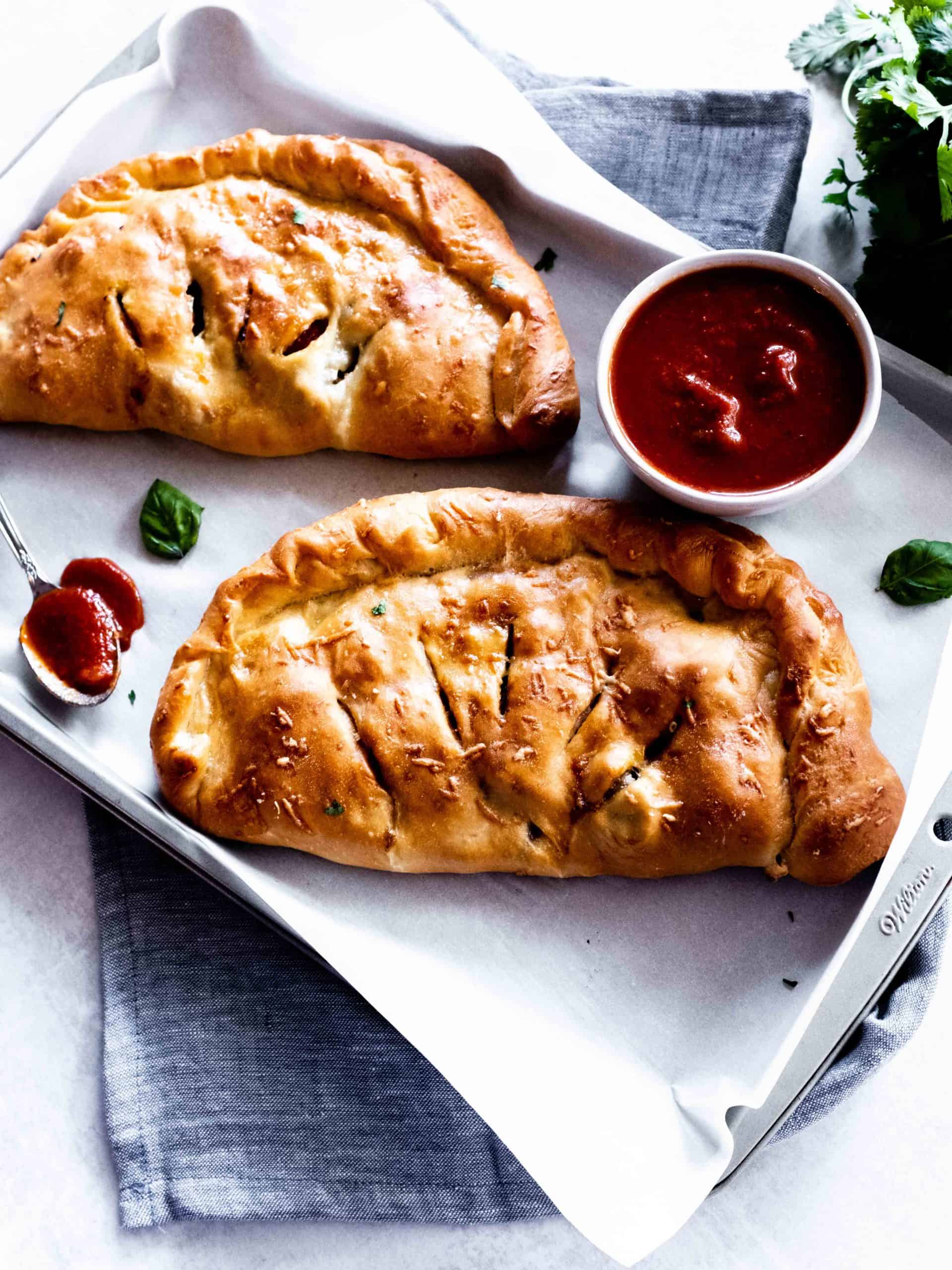 pepperoni calzone with marinara sauce