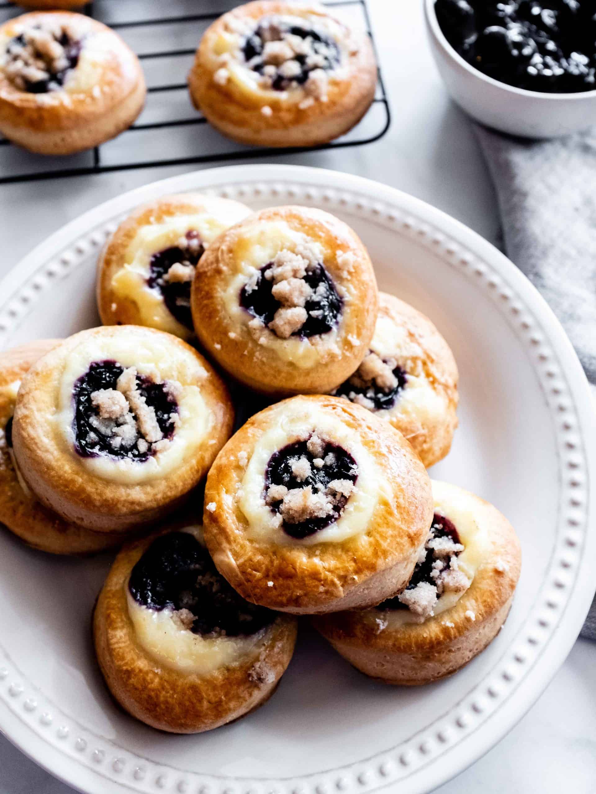 blueberry kolaches on a plate