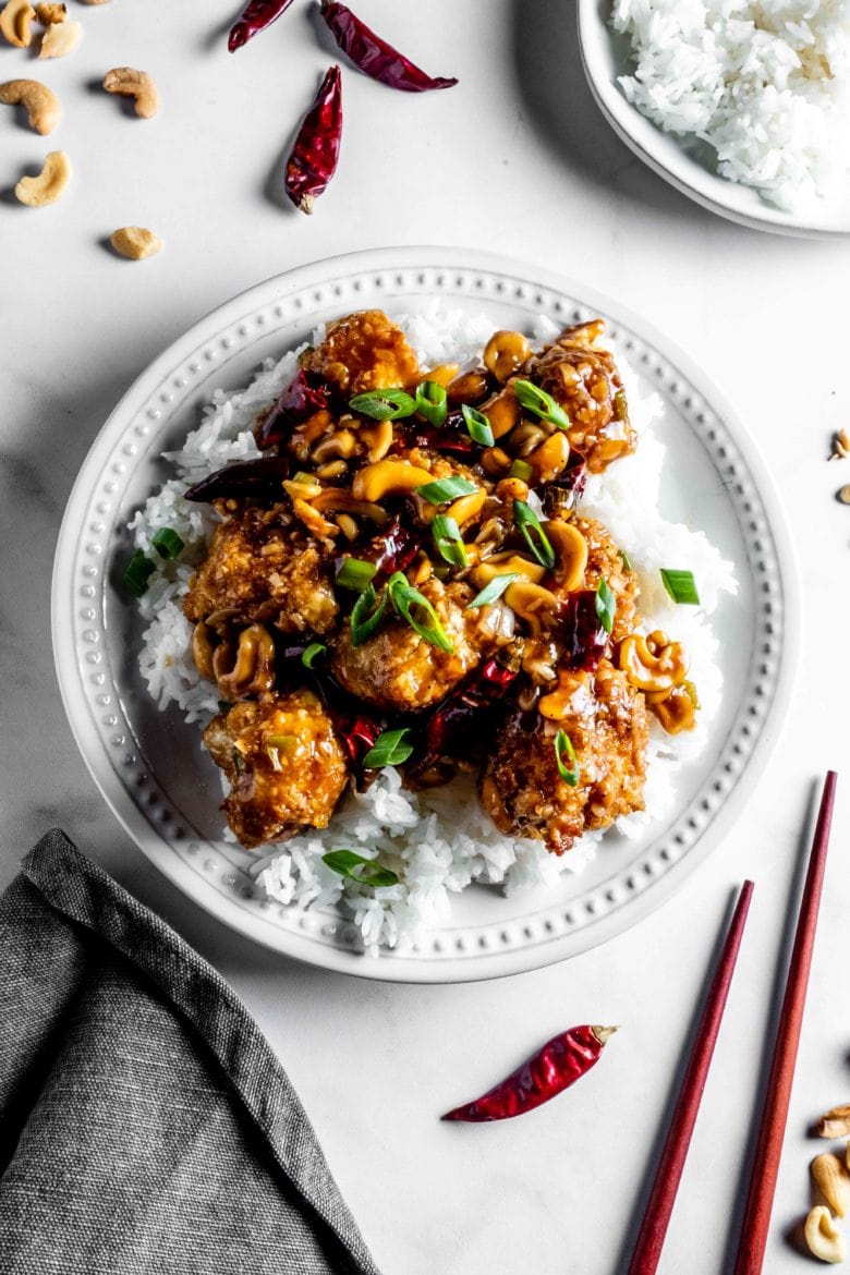 rice with crispy kung pao cauliflower