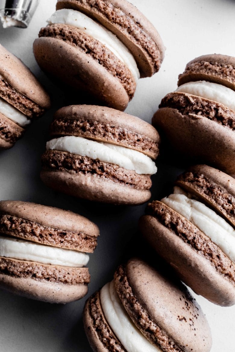 chocolate macarons with kahlua filling
