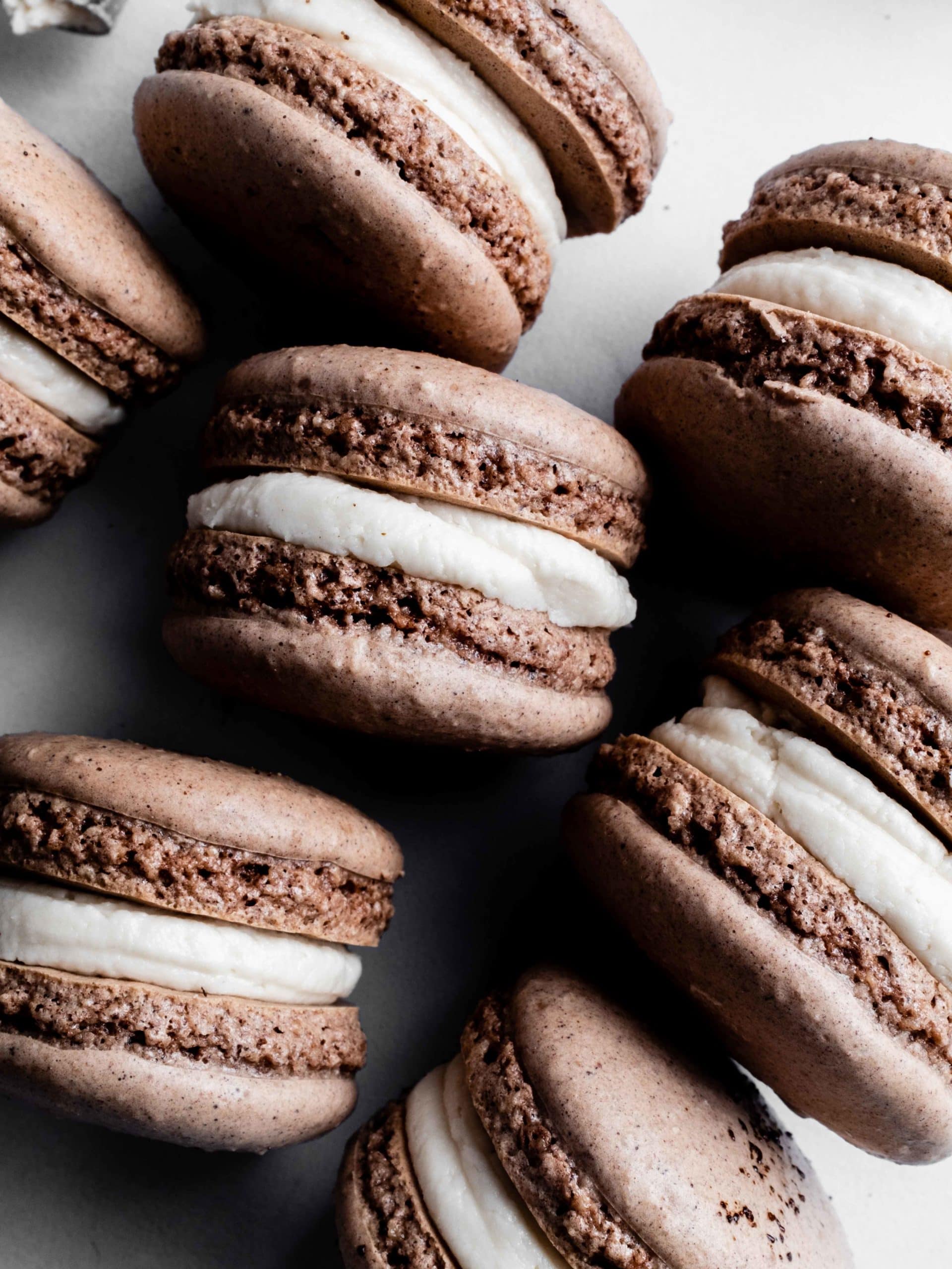 chocolate macarons with kahlua filling