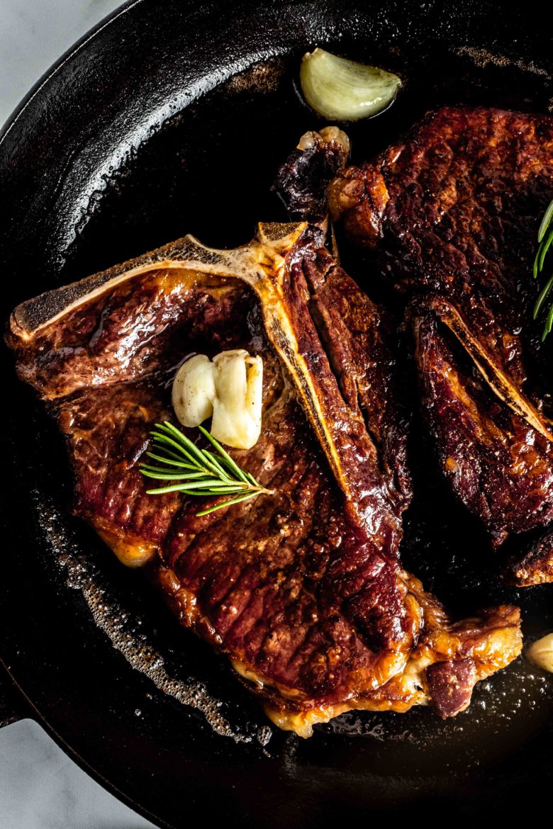 reverse sear steak with rosemary and garlic