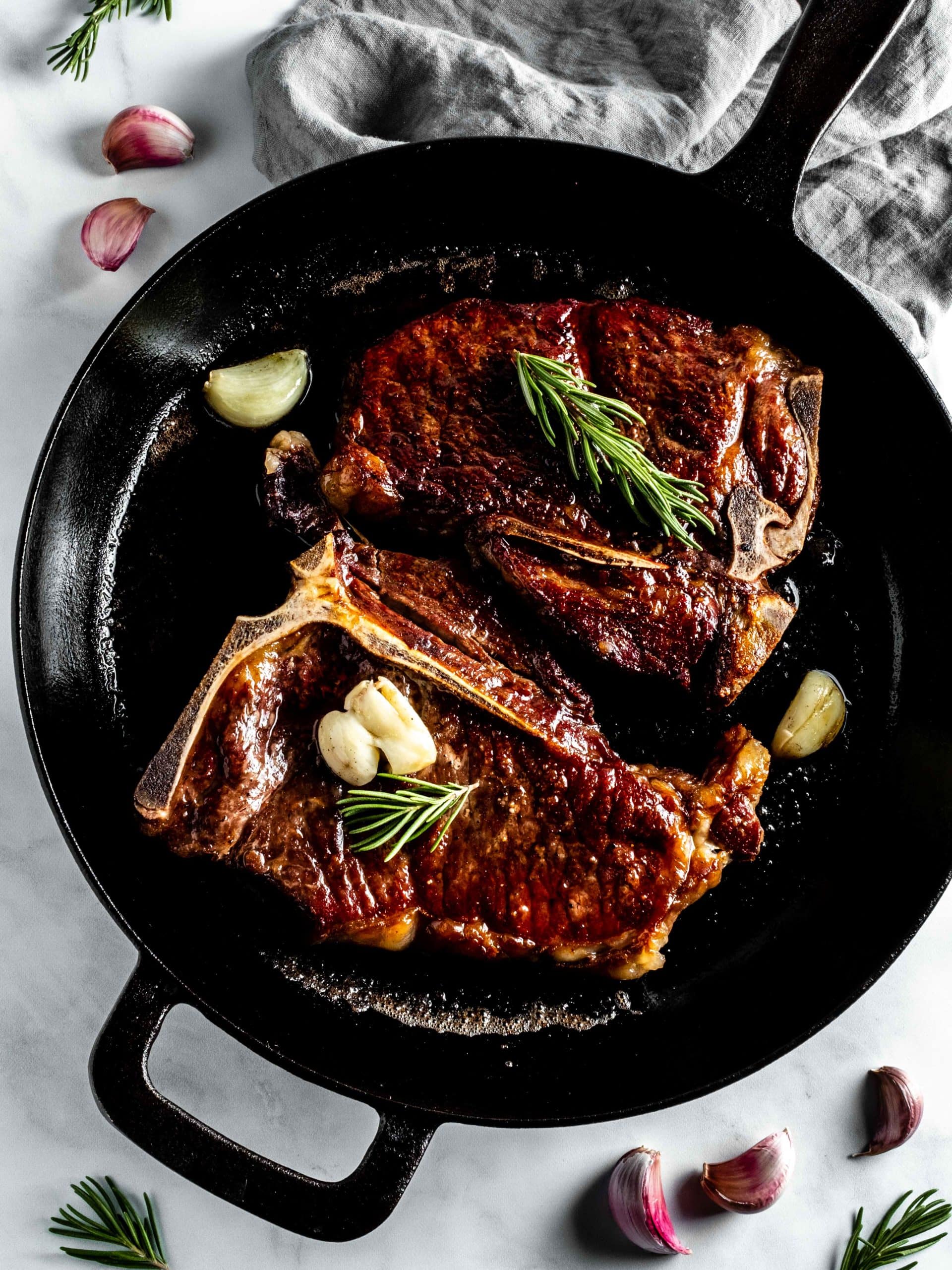 reverse sear steak with rosemary and garlic