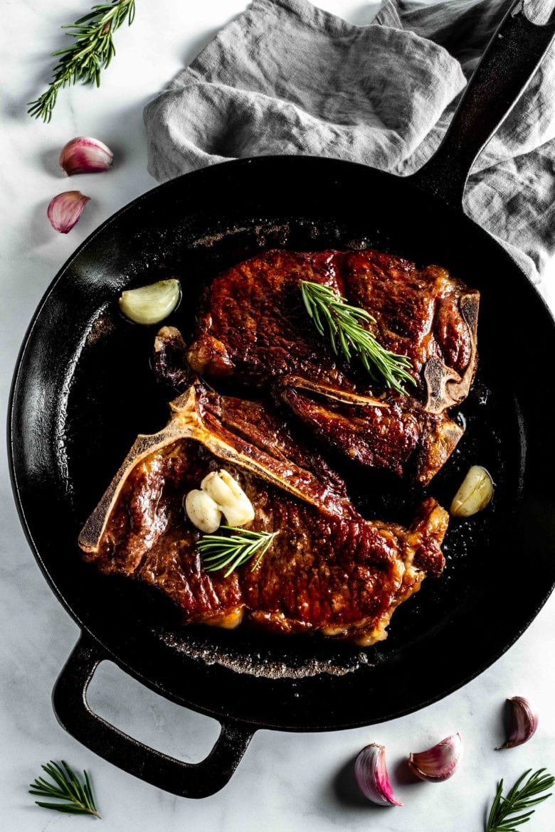 reverse sear steak with rosemary and garlic