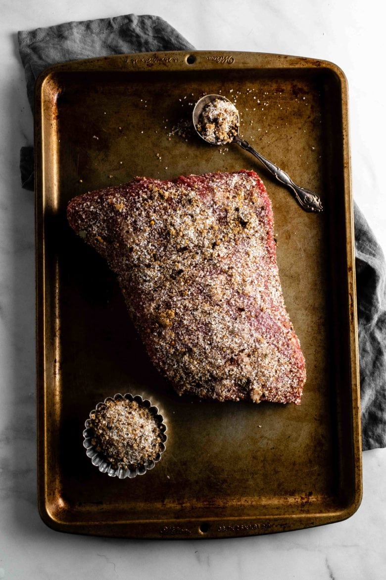 brisket covered in pickling spices