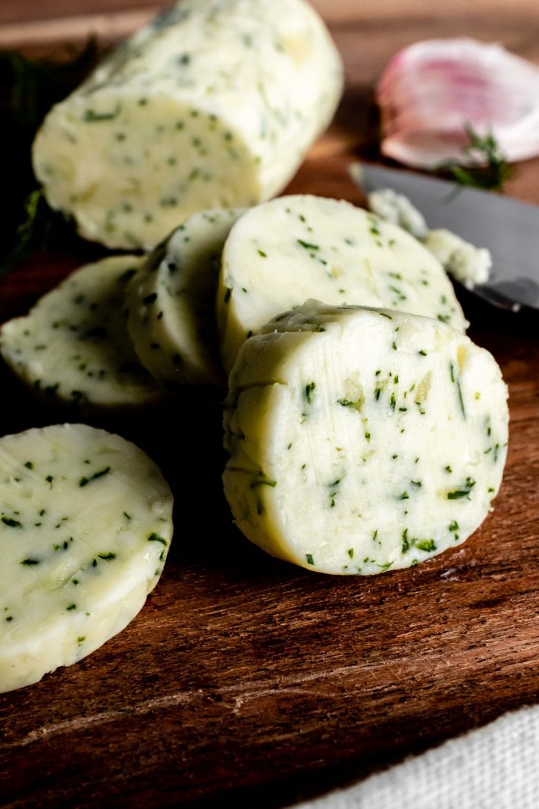 slices of horseradish dill butter
