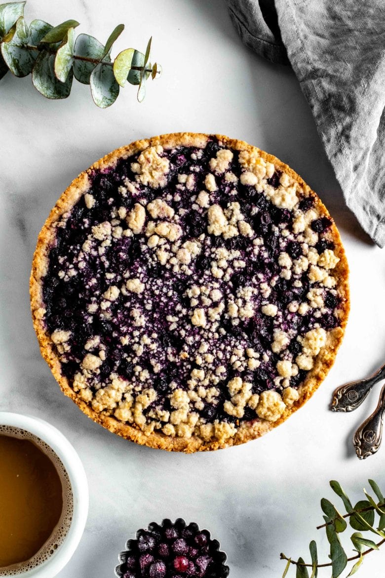 blueberry tart with streusel topping