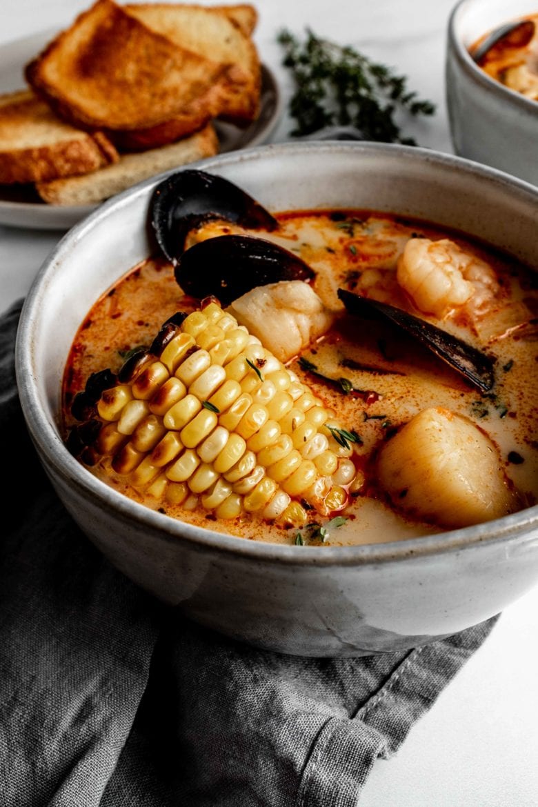 close up of seafood stew