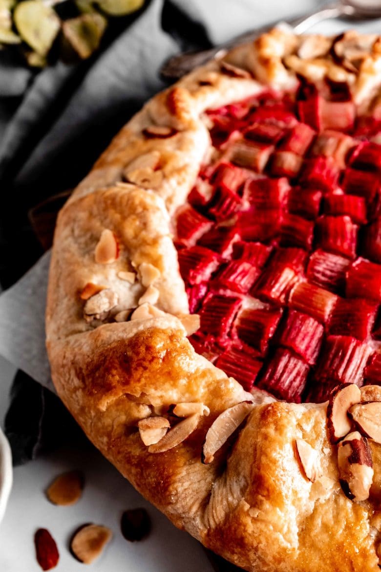 close up of rhubarb galette