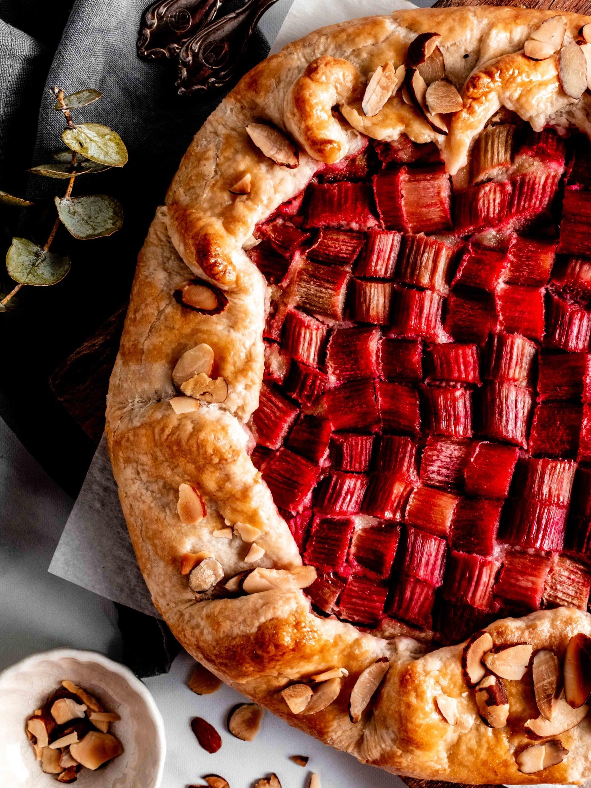 rhubarb galette with almonds