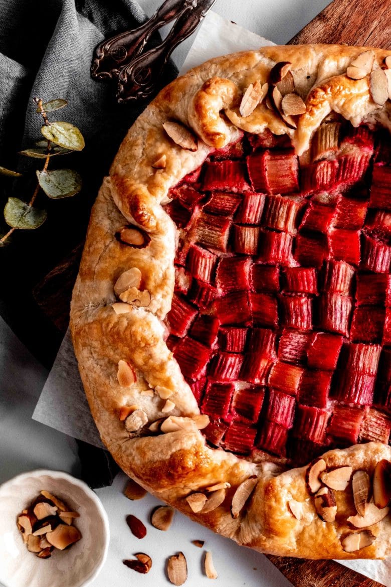 rhubarb galette with almonds