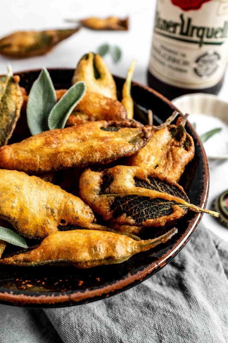 bowl of beer battered sage