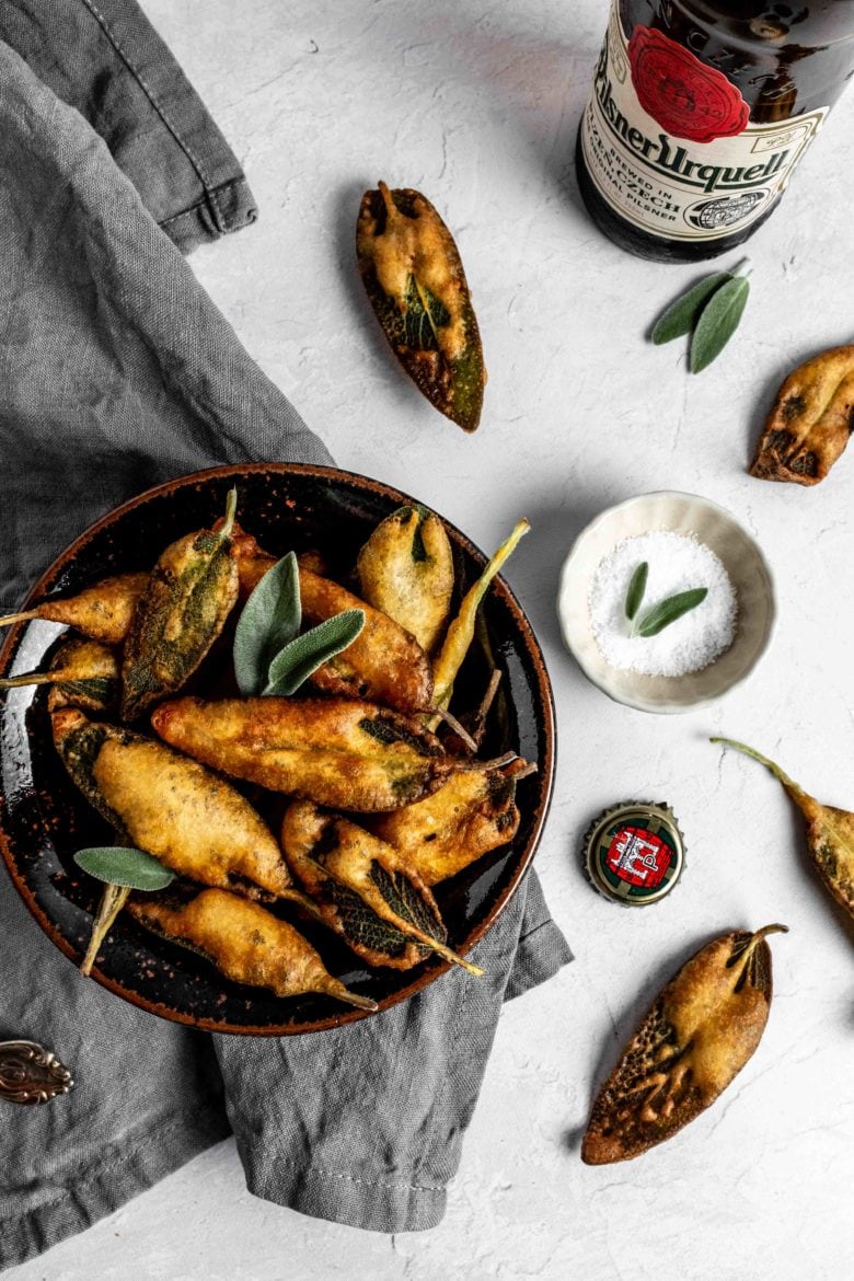 bowl of fried sage leaves