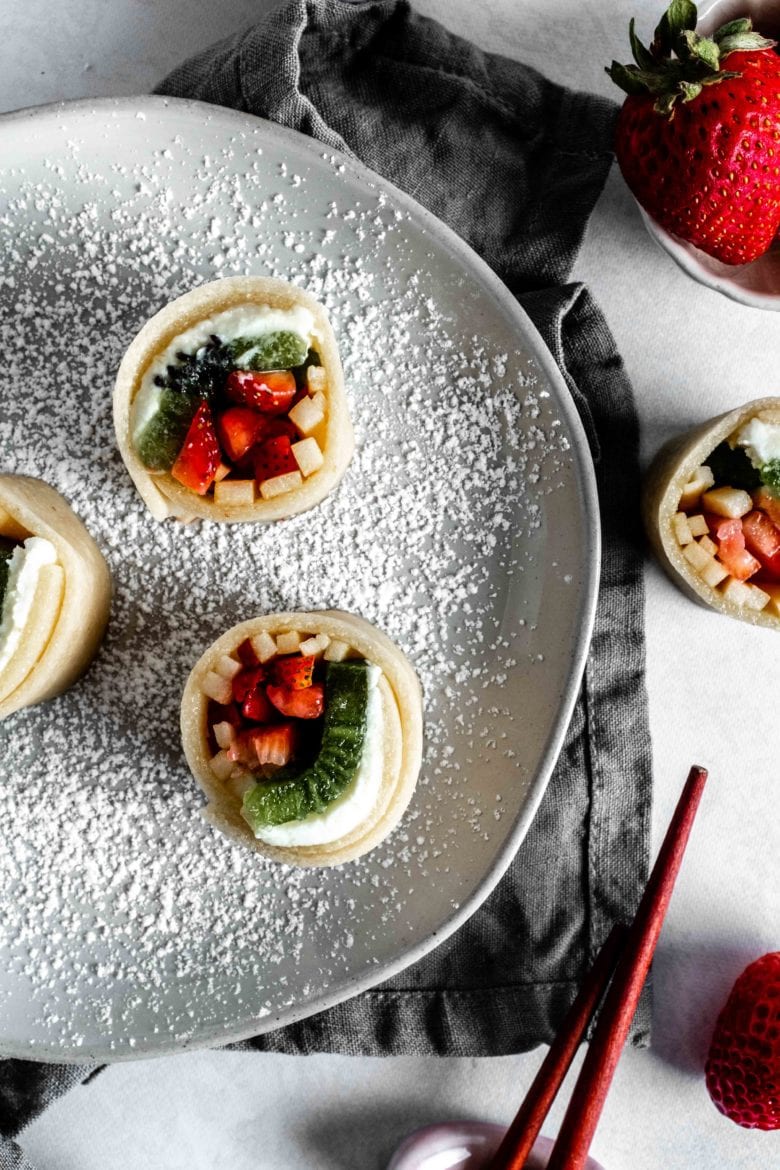 marzipan fruit rolls on a plate