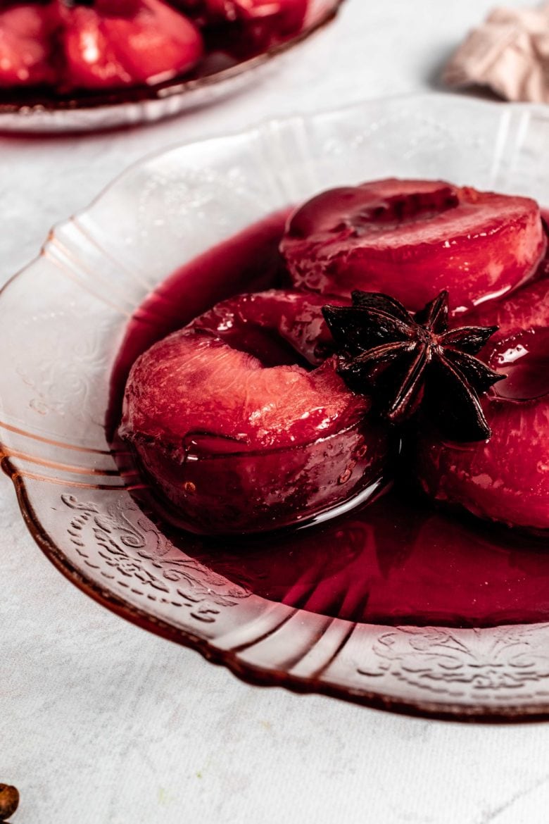 roasted plums with red wine sauce and spices