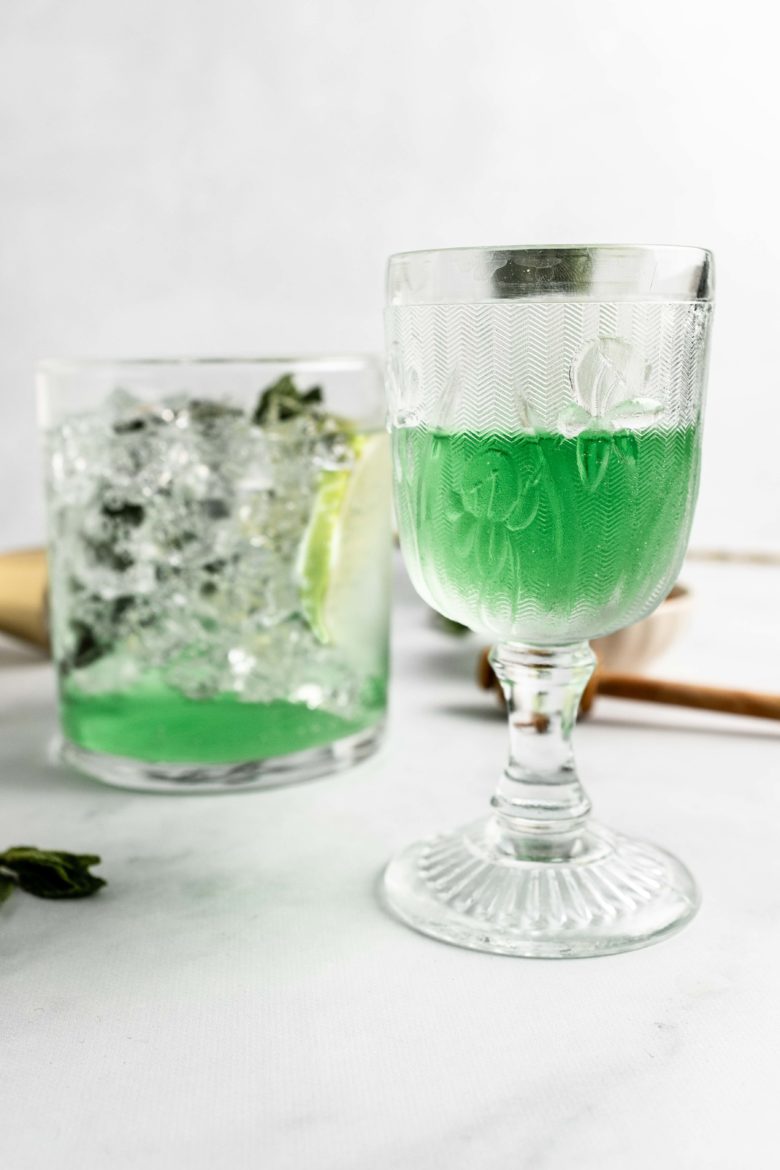 close up of absinthe in a glass