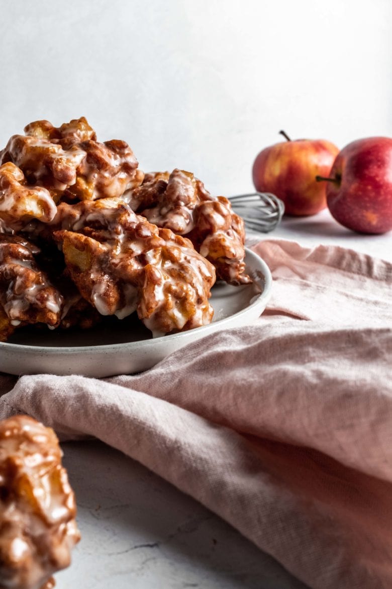plate of apple fritters