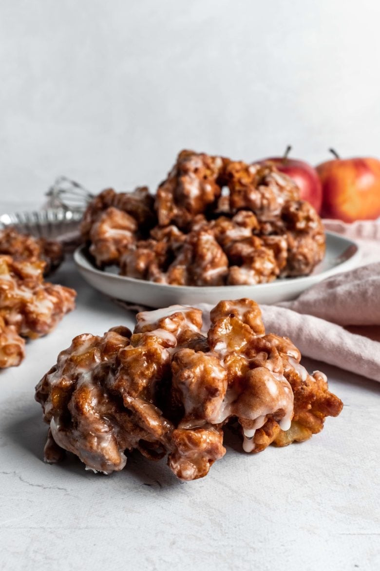 close up of glazed apple fritter