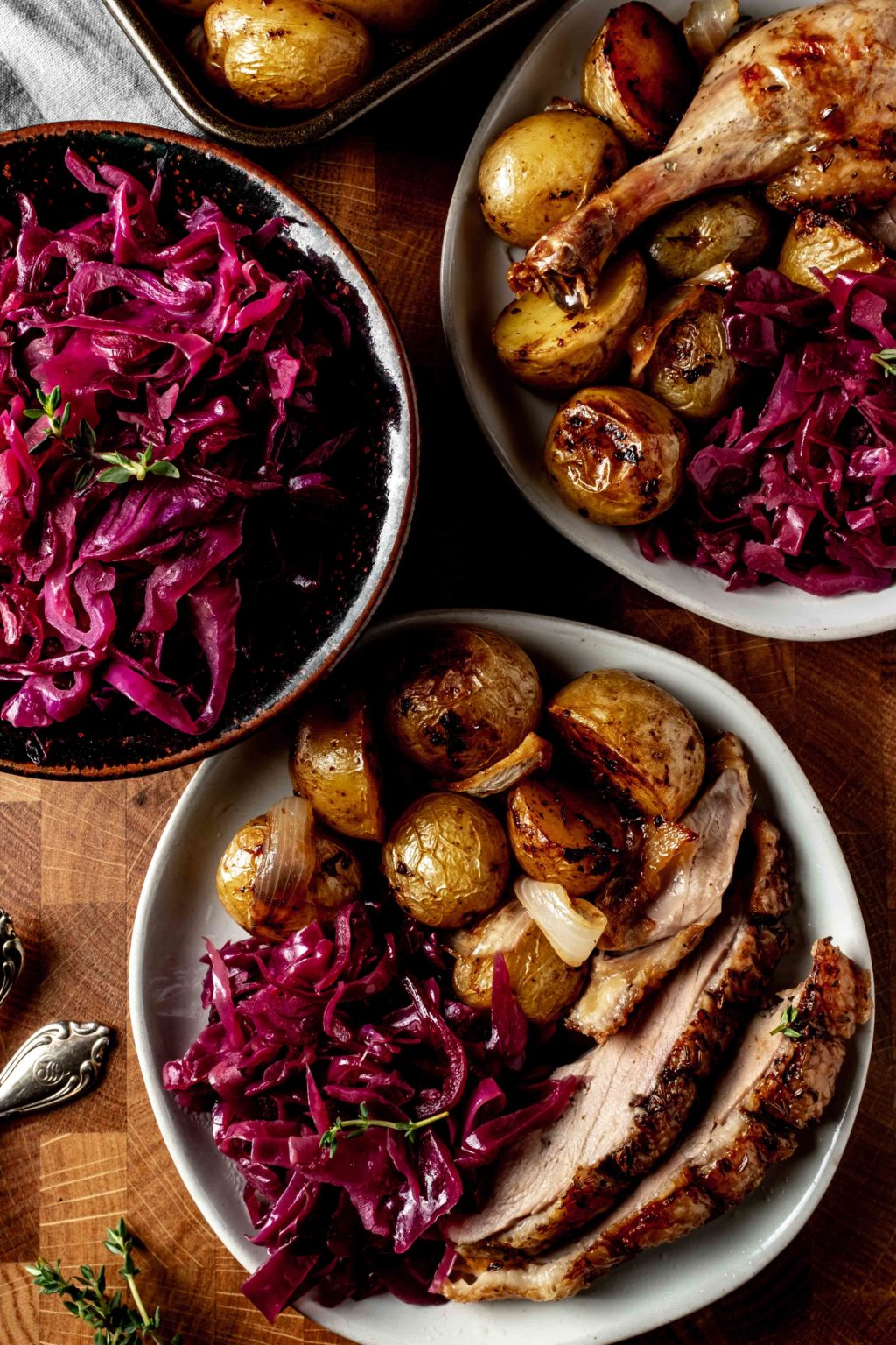 Slow Roasted Duck and Potatoes + Braised Red Cabbage - Whisked Away Kitchen