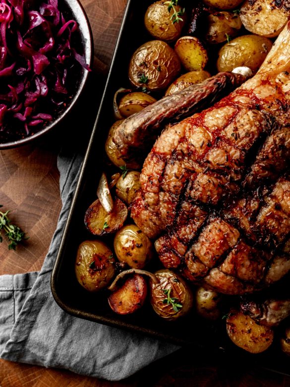 Slow Roasted Duck and Potatoes + Braised Red Cabbage - Whisked Away Kitchen