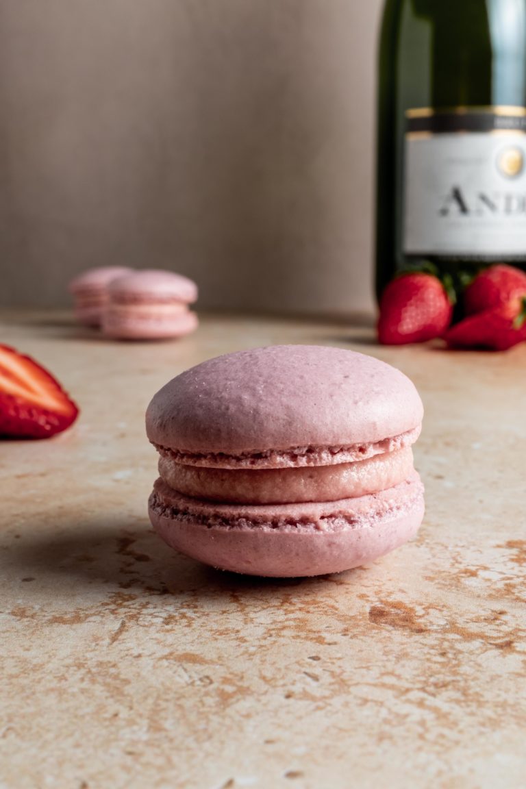 Strawberry Champagne Macarons - Whisked Away Kitchen