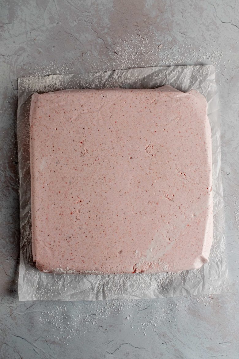 strawberry marshmallow before cutting