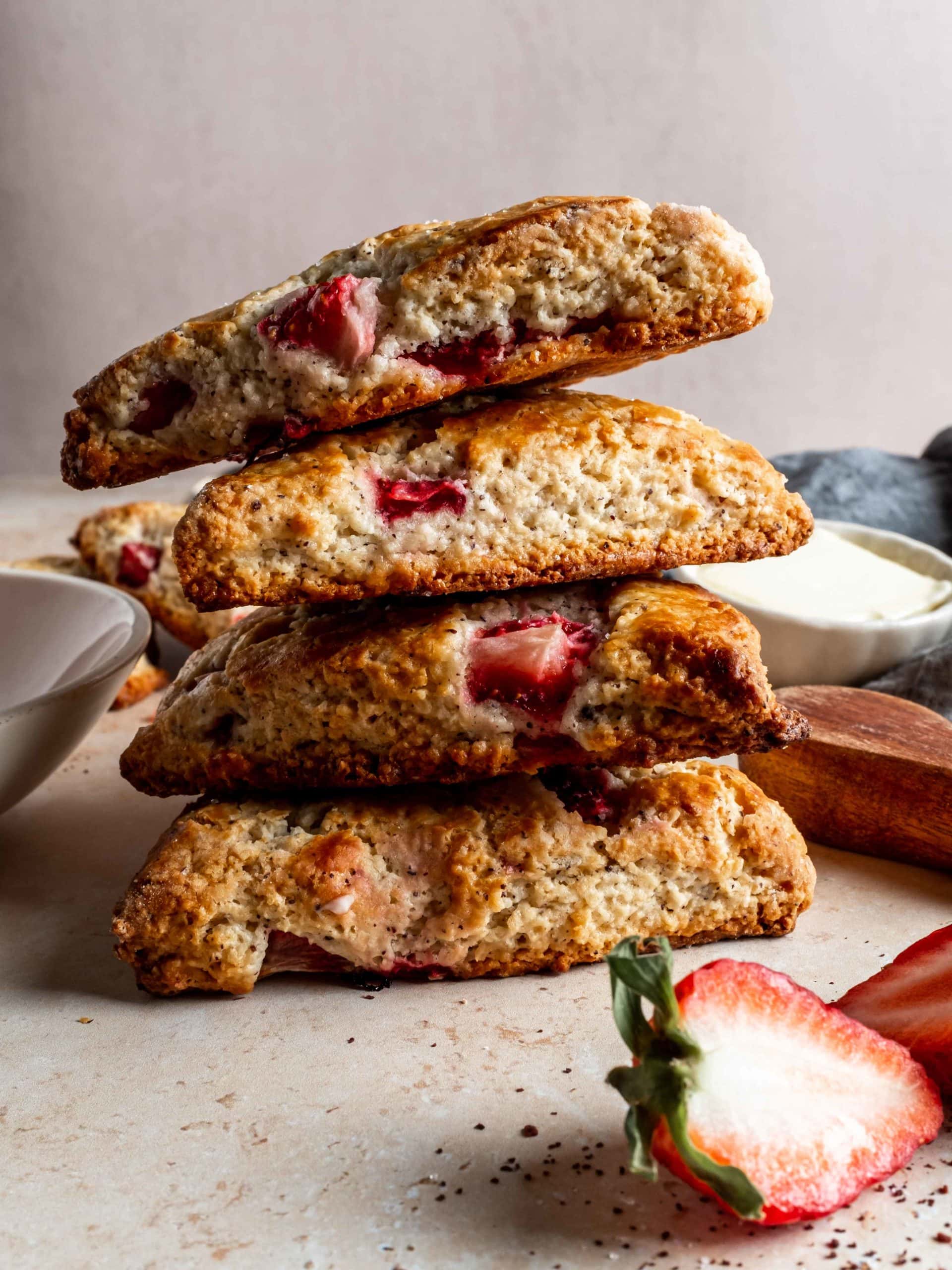 stack of sumac strawberry scones