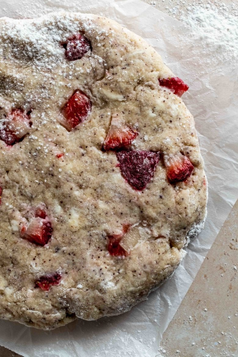 scone dough shaped into a disc