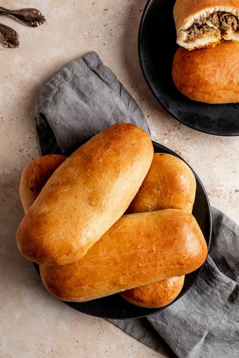 baked runzas on a plate