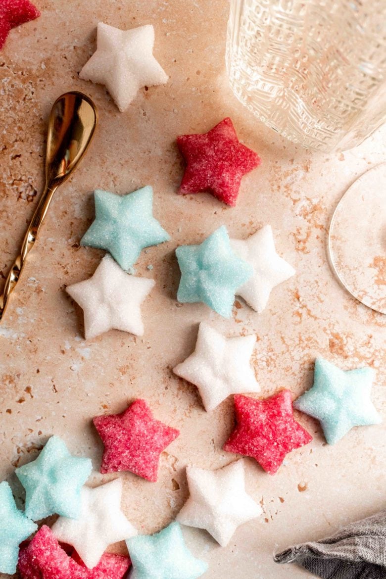 overhead view of star-shaped sugar cubes