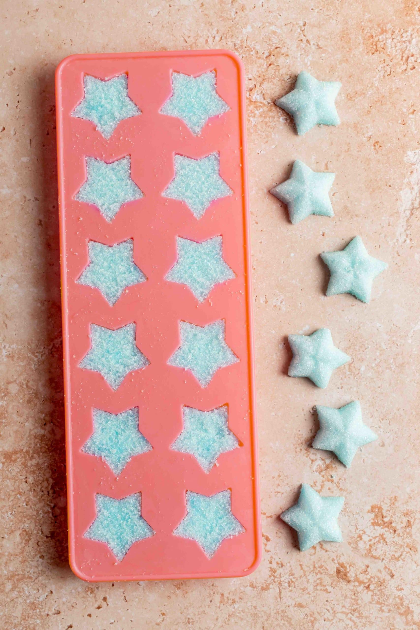 star mold with curacao flavored sugar