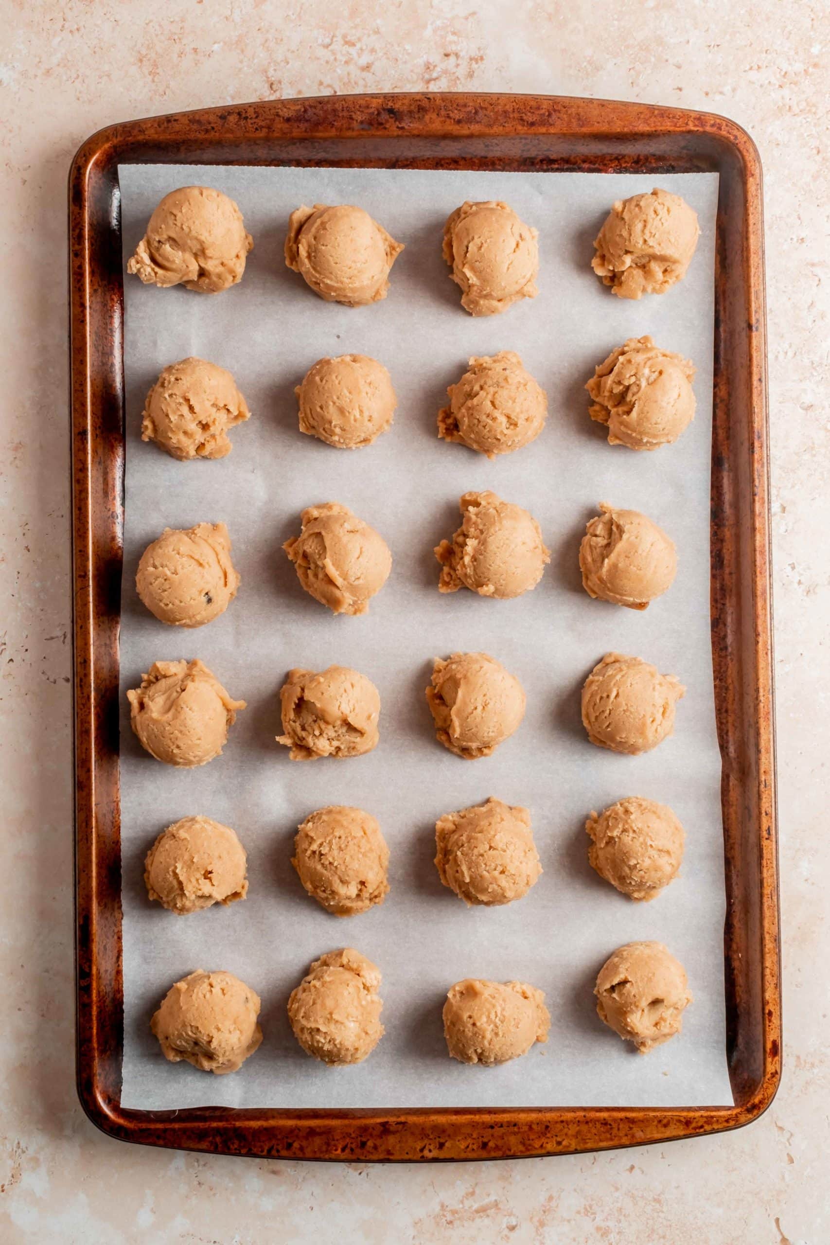 unbaked cookie dough on sheet pan