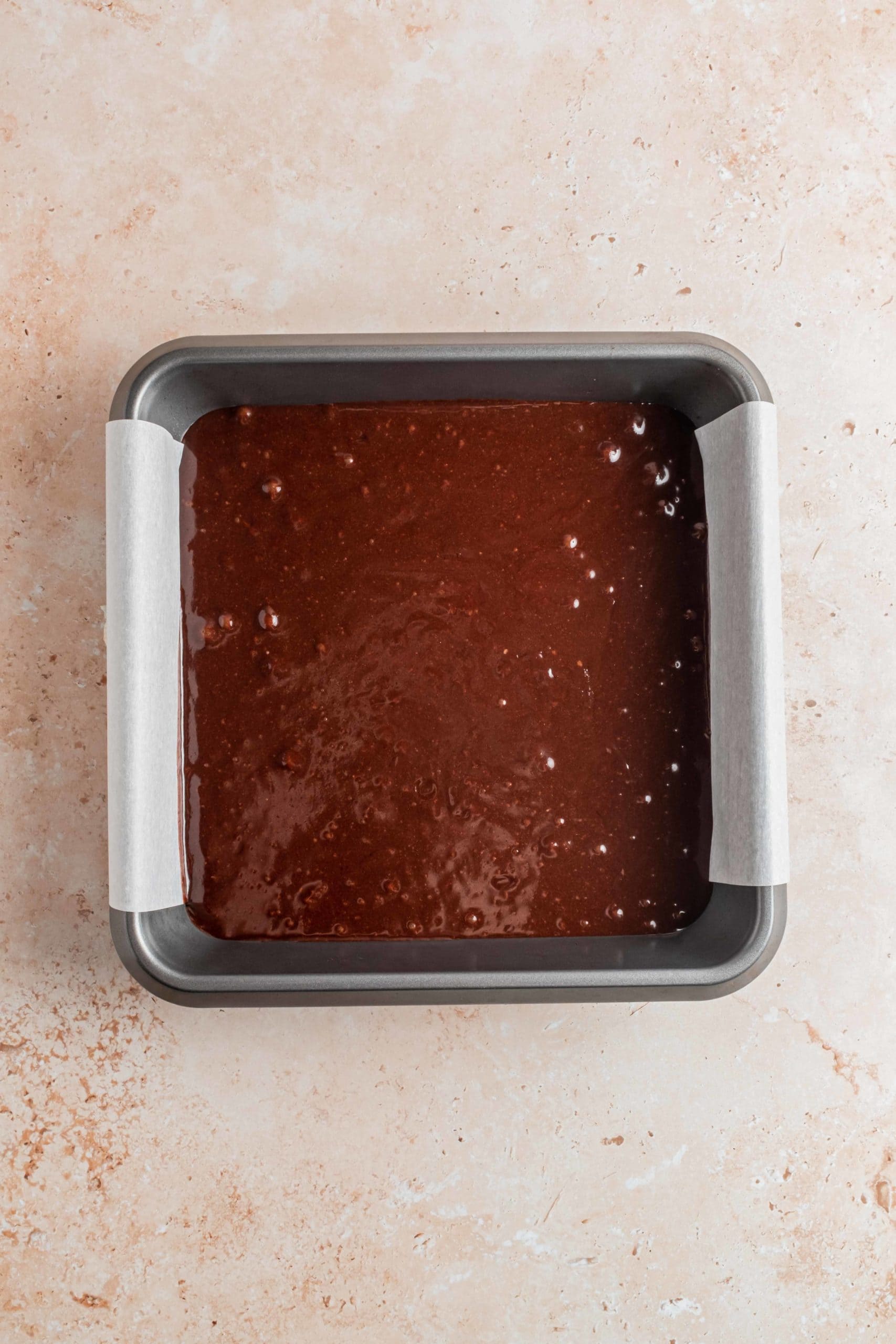 brownie batter in tin