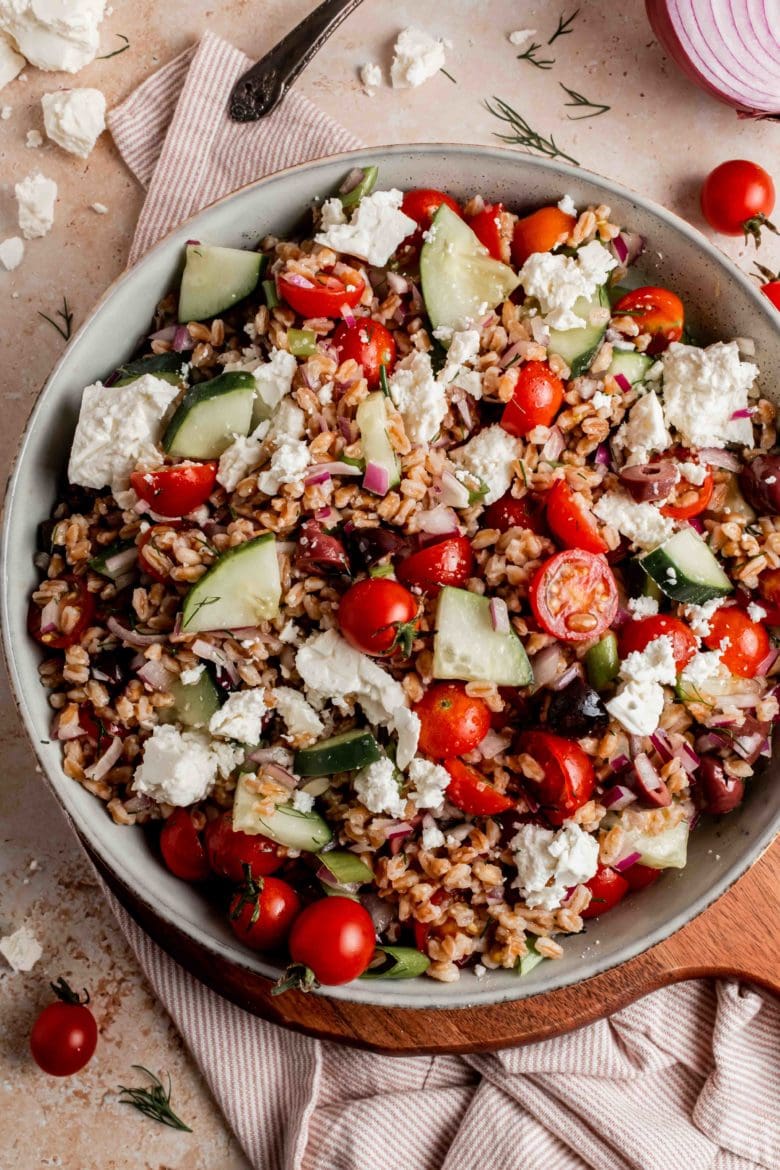 bowl with farro salad