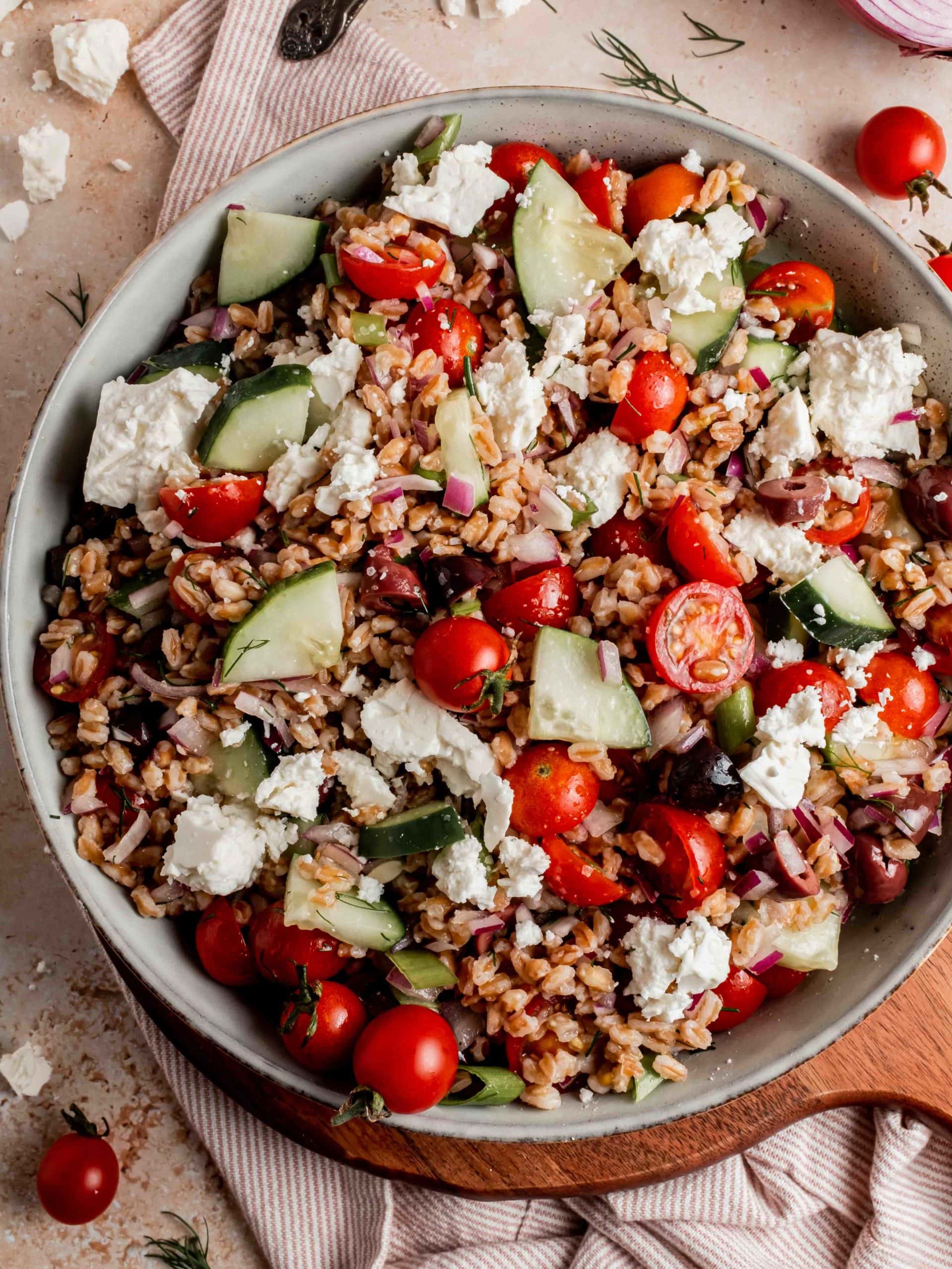 bowl with farro salad