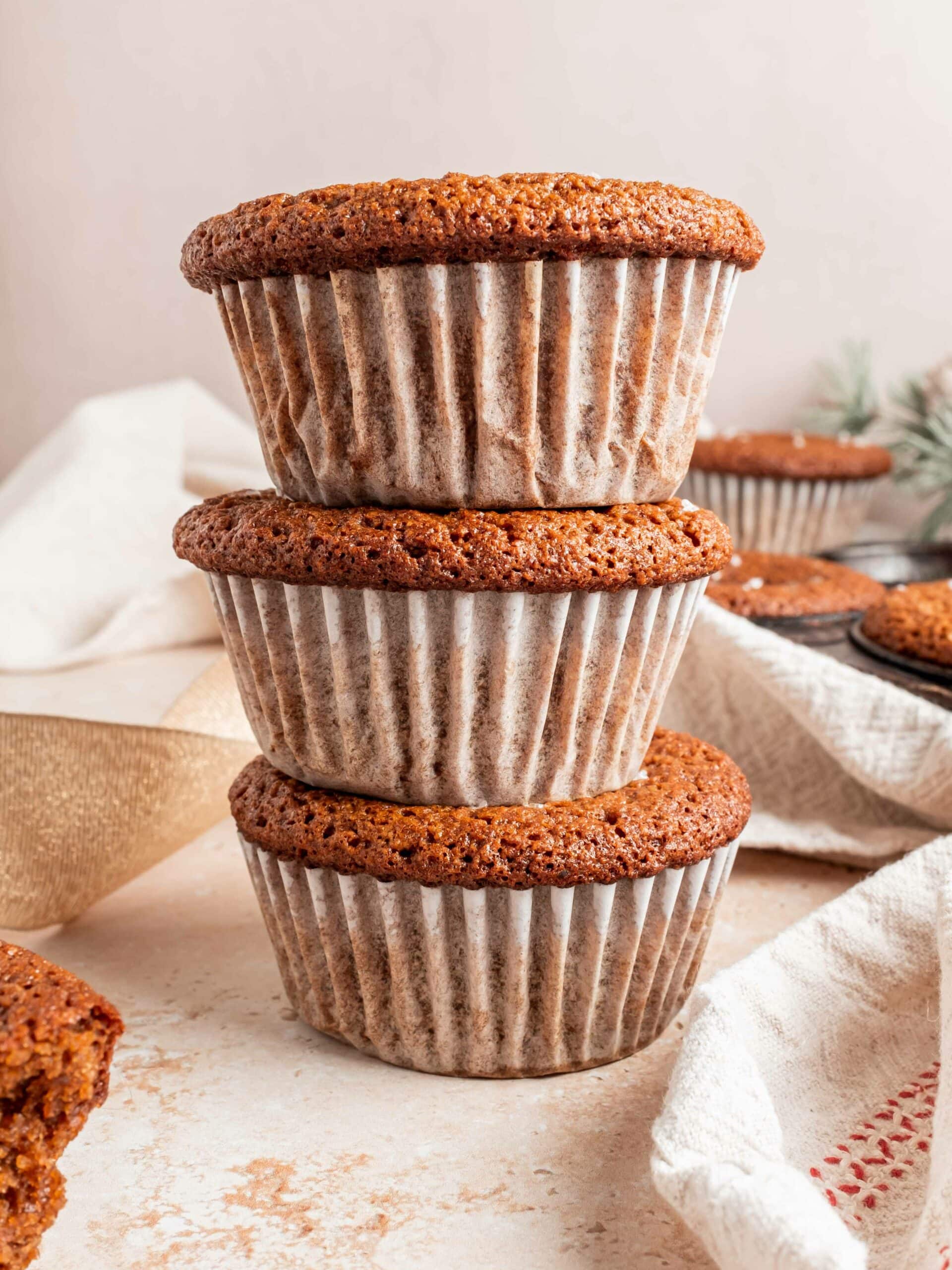 stack of gingerbread muffins