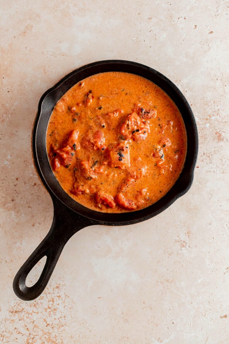 skillet with creamy tomato sauce