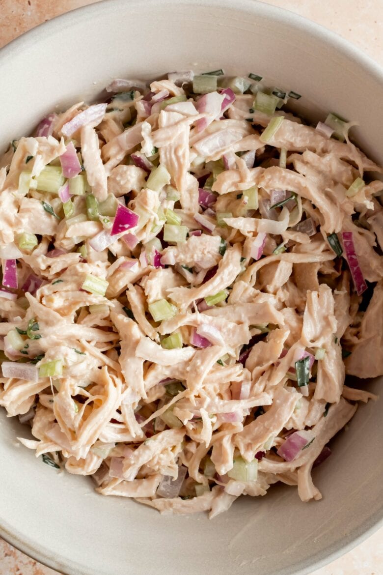 close up of chicken salad