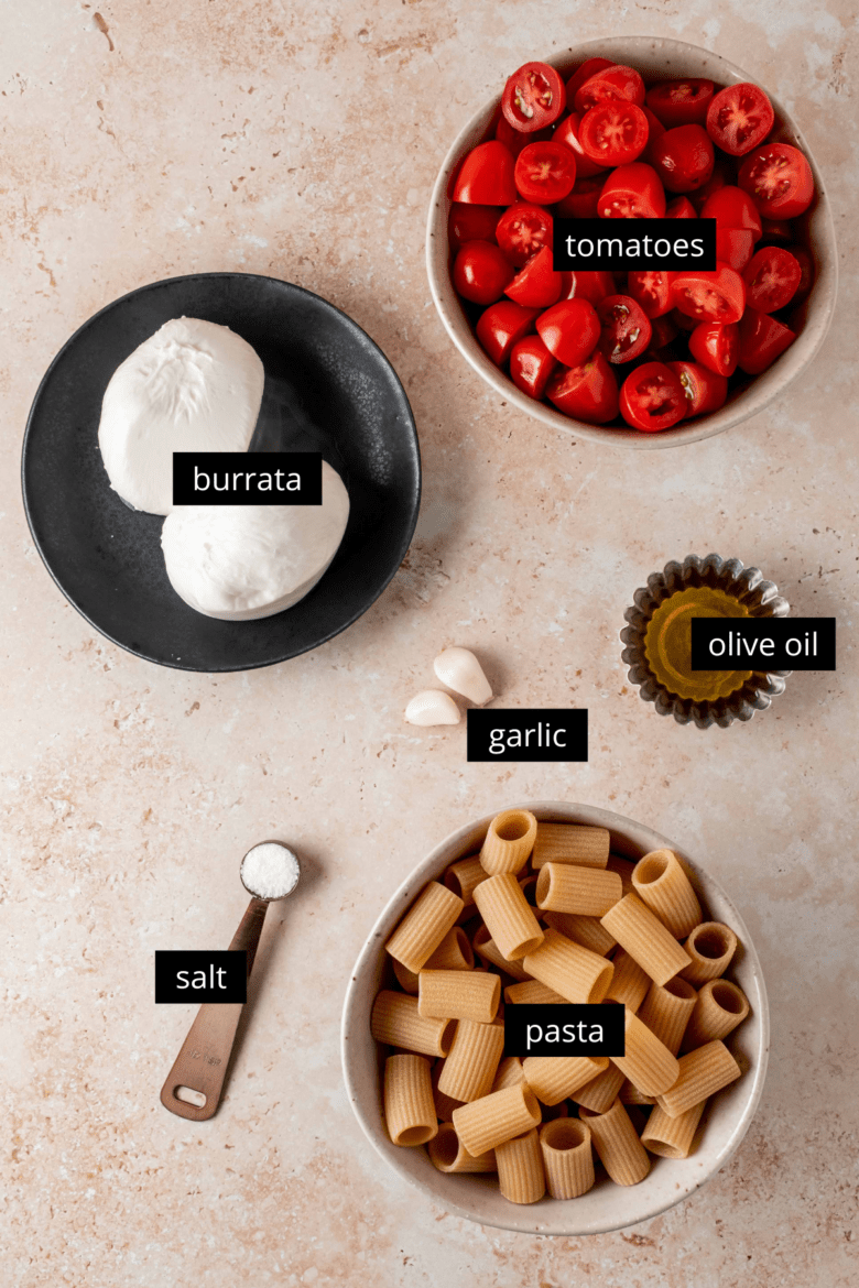 ingredients to make pasta with burrata