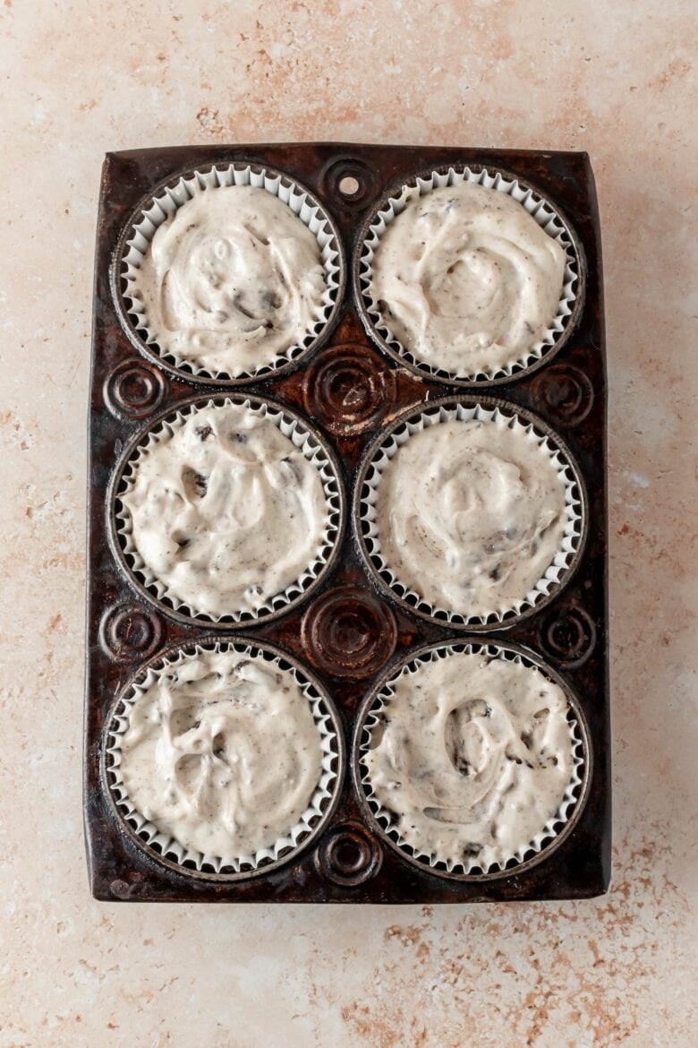 unbaked mini cheesecakes in tin